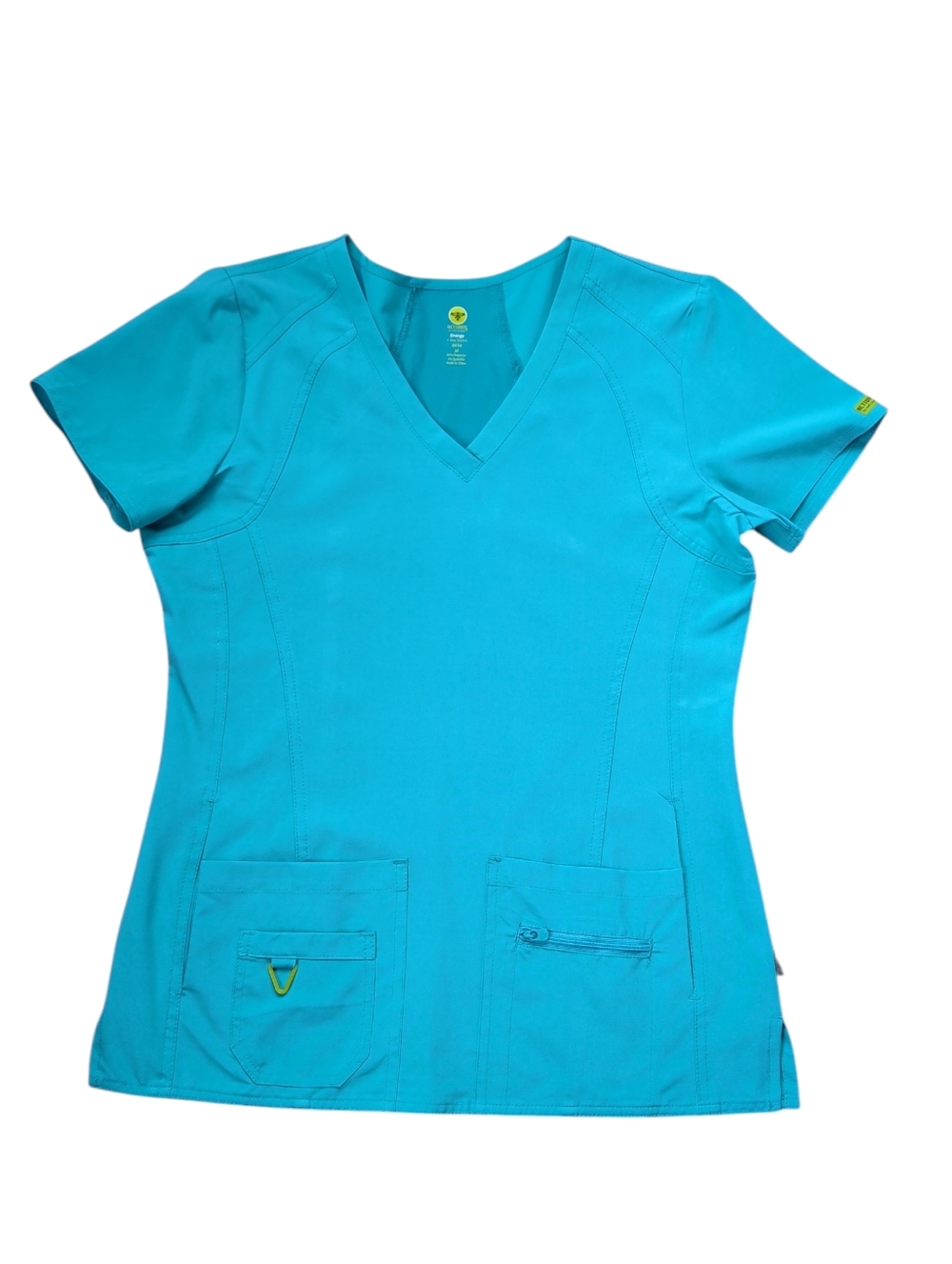 Med Couture Activate "Refined" 4-Way Stretch Scrub Top MEDIUM Sky Blue SKYB-8416